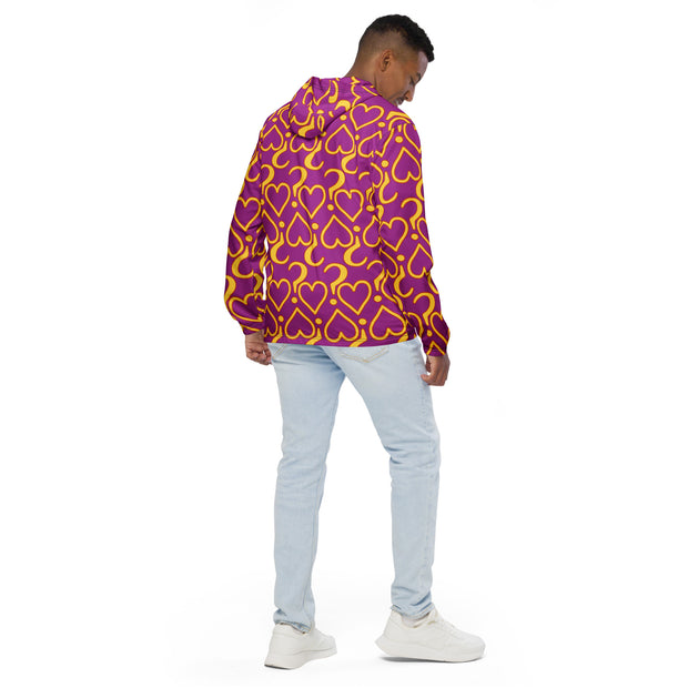 Hearts & Question Marks Purple Men’s windbreaker