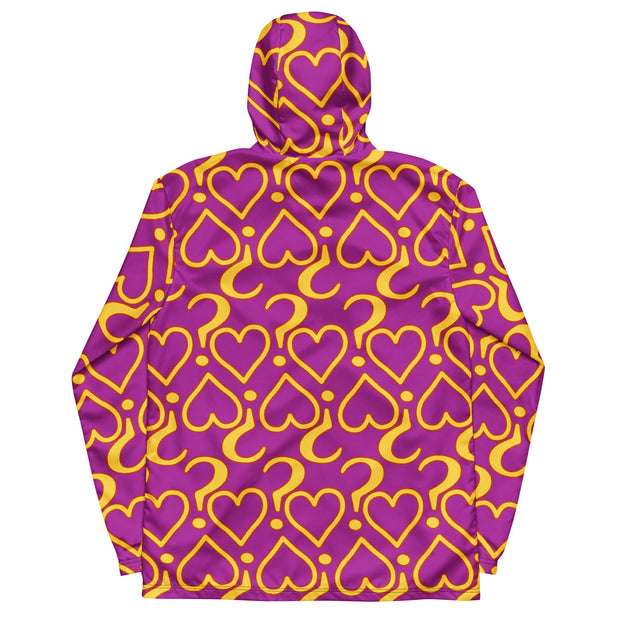 Hearts & Question Marks Purple Men’s windbreaker