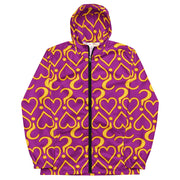 Hearts & Question Marks Purple Men’s windbreaker