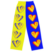 Hearts & Question Mark Two Tone Unisex Wide Leg Pants