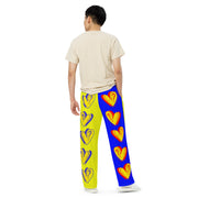 Hearts & Question Mark Two Tone Unisex Wide Leg Pants