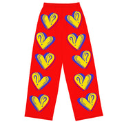 Hearts & Question Mark Unisex Wide Leg Red Pants