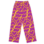 Hearts & Question Mark Unisex Wide Leg Purple Pants