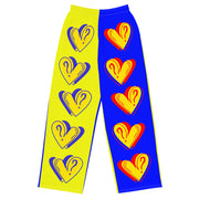 Hearts & Question Mark Two Tone Unisex Wide Leg Pants