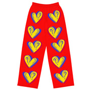 Hearts & Question Mark Unisex Wide Leg Red Pants