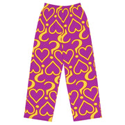 Hearts & Question Mark Unisex Wide Leg Purple Pants