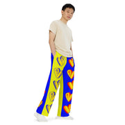 Hearts & Question Mark Two Tone Unisex Wide Leg Pants