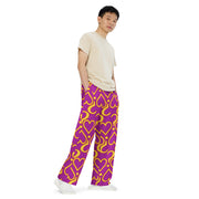 Hearts & Question Mark Unisex Wide Leg Purple Pants