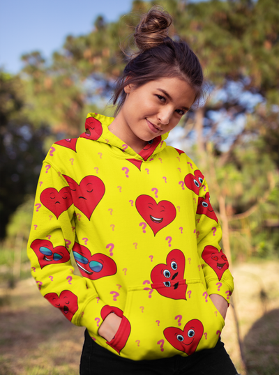 Heart With Yellow Background Women's Hoodie
