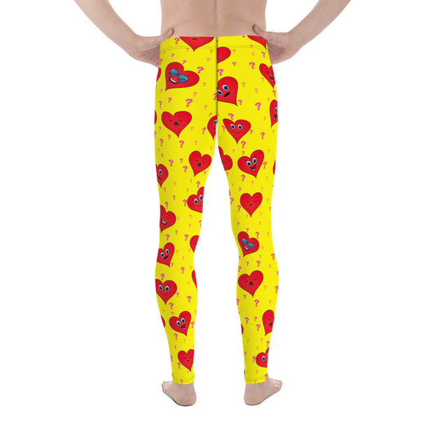 Heart With Yellow Background Men's Leggings