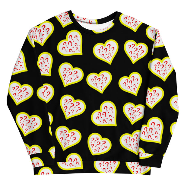 Heart Question Mark Black Women's Sweatshirt