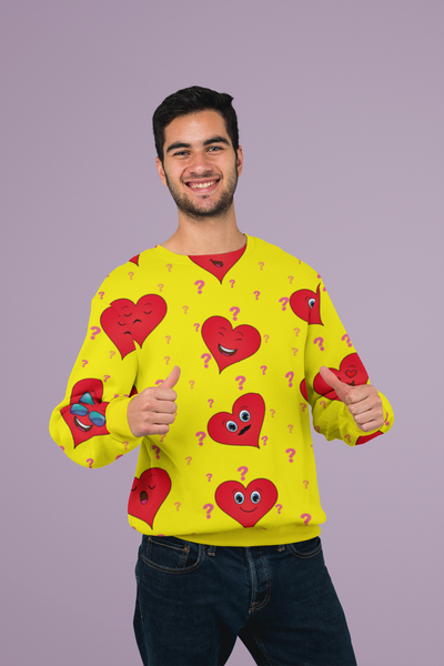 Heart With Yellow Background Men's Sweatshirt